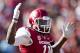 FAYETTEVILLE, AR - NOVEMBER 3: Cobi Hamilton #11 of the Arkansas Razorbacks signals for touchdown but is a yard short during a game against the Tulsa Golden Hurricanes at Razorback Stadium on November 3, 2012 in Fayetteville, Arkansas. The Razorbacks defeated the Golden Hurricanes 19-15. (Photo by Wesley Hitt/Getty Images)