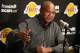 LOS ANGELES, CA - NOVEMBER 09: Los Angeles Lakers interim head coach Bernie Bickerstaff addresses the media prior to the start of the game against Golden State Warriors at Staples Center on November 9, 2012 in Los Angeles, California. NOTE TO USER: User expressly acknowledges and agrees that, by downloading and or using this photograph, User is consenting to the terms and conditions of the Getty Images License Agreement. (Photo by Jeff Gross/Getty Images)