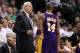 BOSTON - JUNE 10: Head coach Phil Jackson talks to Kobe Bryant #24 of the Los Angeles Lakers in the game against the Boston Celtics during Game Four of the 2010 NBA Finals on June 10, 2010 at TD Garden in Boston, Massachusetts. NOTE TO USER: User expressly acknowledges and agrees that, by downloading and/or using this Photograph, user is consenting to the terms and conditions of the Getty Images License Agreement. (Photo by Ronald Martinez/Getty Images)