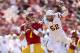 LOS ANGELES, CA - NOVEMBER 10: Quarterback Matt Barkley #7 of the USC Trojans seets to pass as lonebacker Carl Bradford #52 of the Arizona State Sun Devils rushes at the Los Angeles Memorial Coliseum on November 10, 2012 in Los Angeles, California. USC won 38-17. (Photo by Stephen Dunn/Getty Images)