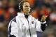 Nov 10, 2012; Auburn, AL, USA: Auburn Tigers head coach Gene Chizik gestures to his team during the fourth quarter against the Georgia Bulldogs at Jordan-Hare Stadium. The Bulldogs beat the Tigers 38-0. Mandatory Credit: John Reed-US PRESSWIRE