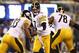 EAST RUTHERFORD, NJ - NOVEMBER 04: Ben Roethlisberger #7 of the Pittsburgh Steelers at play against the New York Giants during their game at MetLife Stadium on November 4, 2012 in East Rutherford, New Jersey. (Photo by Jeff Zelevansky/Getty Images)