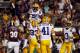BATON ROUGE, LA - NOVEMBER 10: Jarvis Landry #80 of the LSU Tigers celebrates after scoring a touchdown against the Mississippi State Bulldogs at Tiger Stadium on November 10, 2012 in Baton Rouge, Louisiana. (Photo by Chris Graythen/Getty Images)