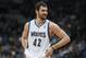 Mar 25, 2012; Minneapolis, MN, USA; Minnesota Timberwolves forward Kevin Love (42) smiles during the third quarter against the Denver Nuggets at the Target Center. The Timberwolves defeated the Nuggets 117-100. Mandatory Credit: Brace Hemmelgarn-US PRESSWIRE