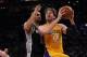 LOS ANGELES, CA - APRIL 17: Pau Gasol #16 of the Los Angeles Lakers attempts a shot on Tim Duncan #21 of the San Antonio Spurs at Staples Center on April 17, 2012 in Los Angeles, California. NOTE TO USER: User expressly acknowledges and agrees that, by downloading and or using this photograph, User is consenting to the terms and conditions of the Getty Images License Agreement. (Photo by Harry How/Getty Images)