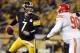 PITTSBURGH, PA - NOVEMBER 12: Ben Roethlisberger #7 of the Pittsburgh Steelers rolls out to pass against the Kansas City Chiefs during the game on November 12, 2012 at Heinz Field in Pittsburgh, Pennsylvania. (Photo by Justin K. Aller/Getty Images)