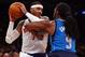 NEW YORK, NY - NOVEMBER 09: Carmelo Anthony #7 of the New York Knicks tries to get around Jae Crowder #9 of the Dallas Mavericks on November 9, 2012 at Madison Square Garden in New York City.The New York Knicks defeated the Dallas Mavericks 104-94. NOTE TO USER: User expressly acknowledges and agrees that, by downloading and/or using this photograph, user is consenting to the terms and conditions of the Getty Images License Agreement. (Photo by Elsa/Getty Images)