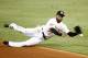 MIAMI, FL - JULY 28: Emilio Bonifacio #1 of the Miami Marlins misses a ball during a game against the San Diego Padres at Marlins Park on July 28, 2012 in Miami, Florida. The Miami Marlins defeated the San Diego Padres 4-2. (Photo by Sarah Glenn/Getty Images)
