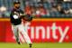 ATLANTA, GA - SEPTEMBER 27: Jose Reyes #7 of the Miami Marlins makes a play on a ground ball hit by Jose Constanza #13 of the Atlanta Braves in the first inning at Turner Field on September 27, 2012 in Atlanta, Georgia. (Photo by Kevin C. Cox/Getty Images)