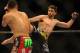 February 4, 2012; Las Vegas, NV, USA; UFC fighter Carlos Condit (right) fights against Nick Diaz (left) during UFC 143 at the Mandalay Bay Events Center. Carlos Codit defeated Nick Diaz. Mandatory Credit: Kelvin Kuo-US PRESSWIRE