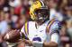 COLLEGE STATION, TX - OCTOBER 20: Zach Mettenberger #8 of the LSU Tigers throws against the Texas A&M Aggies at Kyle Field on October 20, 2012 in College Station, Texas. (Photo by Ronald Martinez/Getty Images)