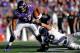 BALTIMORE, MD - NOVEMBER 11: Running back Ray Rice #27 of the Baltimore Ravens rushes past linebacker Miles Burris #56 of the Oakland Raiders in the second quarter at M&T Bank Stadium on November 11, 2012 in Baltimore, Maryland. (Photo by Patrick Smith/Getty Images)