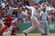 BOSTON, MA - AUGUST 8: Josh Hamilton #32 of the Texas Rangers hits a home run in the fifth inning against the Boston Red Sox at Fenway Park August 8, 2012 in Boston, Massachusetts. (Photo by Jim Rogash/Getty Images)
