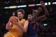 LOS ANGELES, CA - DECEMBER 29: Pau Gasol #16 of the Los Angeles Lakers grabs a rebound away from Amare Stoudemire #1 of the New York Knicks in the second half at Staples Center on December 29, 2011 in Los Angeles, California. The Lakers defeated the Knicks 99-82. NOTE TO USER: User expressly acknowledges and agrees that, by downloading and or using this photograph, User is consenting to the terms and conditions of the Getty Images License Agreement. (Photo by Jeff Gross/Getty Images)
