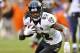 Nov 4, 2012; Cleveland, OH, USA; Baltimore Ravens wide receiver Torrey Smith (82) runs for a 19-yard touchdown pass play in the fourth quarter against the Cleveland Browns at Cleveland Browns Stadium. Mandatory Credit: David Richard-US PRESSWIRE
