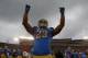 PASADENA, CA - NOVEMBER 17: Running back Johnathan Franklin #23 of the UCLA Bruins celebrates his teams 38-28 victory over the USC Trojans at the Rose Bowl on November 17, 2012 in Pasadena, California. (Photo by Jeff Gross/Getty Images)