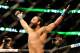 Nov 17, 2012; Montreal, QC, Canada; Johny Hendricks reacts after knocking out Martin Kampmann (not pictured) during first round action of their Welterweight bout at UFC 154 at the Bell Centre. Mandatory Credit: Eric Bolte-US PRESSWIRE