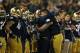 SOUTH BEND, IN - NOVEMBER 17: Head coach Brian Kelly of the Notre Dame Fighting Irish hugs Manti T'eo #5 during a game against the Wake Forest Demon Deacons at Notre Dame Stadium on November 17, 2012 in South Bend, Indiana. Notre Dame defeated Wake Forest 38-0. (Photo by Jonathan Daniel/Getty Images)
