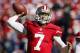 SAN FRANCISCO, CA - NOVEMBER 11: Quarterback Colin Kaepernick #7 of the San Francisco 49ers warms up before a game against the St. Louis Rams on November 11, 2012 at Candlestick Park in San Francisco, California. The teams tied 24-24 in overtime. (Photo by Brian Bahr/Getty Images)