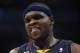 Nov 14, 2012; Oklahoma City, OK, USA; Memphis Grizzlies forward Zach Randolph (50) reacts to a call in action against the Oklahoma City Thunder during the first half at Chesapeake Energy Arena. Mandatory Credit: Mark D. Smith-US PRESSWIRE