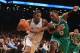 NEW YORK, NY - NOVEMBER 15: C.J. Watson #1 of the Brooklyn Nets drives around Jeff Green #8 of the Boston Celtics at the Barclays Center on November 15, 2012 in the Brooklyn borough of New York City. NOTE TO USER: User expressly acknowledges and agrees that, by downloading and/or using this photograph, user is consenting to the terms and conditions of the Getty Images License Agreement. The Nets defeated the Celtics 102-97 (Photo by Bruce Bennett/Getty Images)