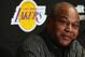 LOS ANGELES, CA - NOVEMBER 09: Los Angeles Lakers interim head coach Bernie Bickerstaff addresses the media prior to the start of the game against the Golden State Warriors at Staples Center on November 9, 2012 in Los Angeles, California. NOTE TO USER: User expressly acknowledges and agrees that, by downloading and or using this photograph, User is consenting to the terms and conditions of the Getty Images License Agreement. (Photo by Jeff Gross/Getty Images)