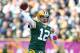 GREEN BAY, WI - OCTOBER 28: Aaron Rodgers #12 of the Green Bay Packers throws a pass during the NFL game against the Jacksonville Jaguars at Lambeau Field on October 28, 2012 in Green Bay, Wisconsin. (Photo by Andy Lyons/Getty Images)