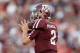 Nov 17, 2012; College Station, TX, USA; Texas A&M Aggies quarterback Johnny Manziel (2) passes against the Sam Houston State Bearkats during the second half at Kyle Field. Texas A&M won 47-28. Mandatory Credit: Thomas Campbell-US PRESSWIRE