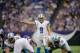 MINNEAPOLIS, MN - NOVEMBER 11: Matthew Stafford #9 of the Detroit Lions calls a play at the line of scrimmage during the game against the Detroit Lions on November 11, 2012 at Mall of America Field at the Hubert H. Humphrey Metrodome in Minneapolis, Minnesota. (Photo by Hannah Foslien/Getty Images)