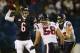 CHICAGO, IL - NOVEMBER 11: Quarterback Jay Cutler #6 of the Chicago Bears looks to pass over outside linebacker Brooks Reed #58 of the Houston Texans in the first quarter of the game at Soldier Field on November 11, 2012 in Chicago, Illinois. (Photo by Jonathan Daniel/Getty Images)