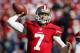 SAN FRANCISCO, CA - NOVEMBER 11: Quarterback Colin Kaepernick #7 of the San Francisco 49ers warms up before a game against the St. Louis Rams on November 11, 2012 at Candlestick Park in San Francisco, California. The teams tied 24-24 in overtime. (Photo by Brian Bahr/Getty Images)
