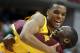 INDIANAPOLIS, IN - MARCH 08: (L-R) Andre Hollins #1 and Trevor Mbakwe of the Minnesota Golden Gophers celebrate against the Northwestern Wildcats during their first round game of 2012 Big Ten Men's Basketball Conferene Tournament at Bankers Life Fieldhouse on March 8, 2012 in Indianapolis, Indiana. (Photo by Andy Lyons/Getty Images)