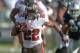 Nov 4, 2012; Oakland, CA, USA; Tampa Bay Buccaneers running back Doug Martin (22) carries the ball against the Oakland Raiders at the O.co Coliseum. The Buccaneers defeated the Raiders 42-32. Mandatory Credit: Kirby Lee/Image of Sport-US PRESSWIRE