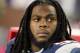 Oct 7, 2012; Foxborough, MA, USA; New England Patriots linebacker Jermaine Cunningham (96) during the third quarter against the Denver Broncos at Gillette Stadium. The Patriots defeated the Broncos 31-21. Mandatory Credit: Stew Milne-US PRESSWIRE