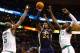 BOSTON, MA - NOVEMBER 14: Paul Millsap #24 of the Utah Jazz takes a shot in front of Kevin Garnett #5 of the Boston Celtics during the game on November 14, 2012 at TD Garden in Boston, Massachusetts. NOTE TO USER: User expressly acknowledges and agrees that, by downloading and or using this photograph, User is consenting to the terms and conditions of the Getty Images License Agreement. (Photo by Jared Wickerham/Getty Images)