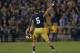 SOUTH BEND, IN - NOVEMBER 17: Manti T'eo #5 of the Notre Dame Fighting Irish waves to the crowd as he leaves the home field for the last time during a game against the Wake Forest Demon Deacons at Notre Dame Stadium on November 17, 2012 in South Bend, Indiana. Notre Dame defeated Wake Forest 38-0. (Photo by Jonathan Daniel/Getty Images)