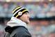 Nov 25, 2012; Cleveland, OH, USA; Pittsburgh Steelers quarterback Ben Roethlisberger (7) on the sidelines in the third quarter against the Cleveland Browns at Cleveland Browns Stadium. Mandatory Credit: Andrew Weber-US PRESSWIRE