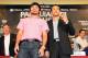 BEVERLY HILLS, CA - SEPTEMBER 17: (L-R) Manny Pacquiao and Juan Manuel Marquez stand onstage to face the media cameras during the Manny Pacquiao v Juan Manuel Marquez - Press Conference at Beverly Hills Hotel on September 17, 2012 in Beverly Hills, California. (Photo by Victor Decolongon/Getty Images)