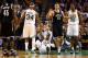 BOSTON, MA - NOVEMBER 28: Rajon Rondo #9 of the Boston Celtics is helped up by teammate Paul Pierce #34 after being fouled in front of Kris Humphries #43 of the Brooklyn Nets during the game on November 28, 2012 at TD Garden in Boston, Massachusetts. NOTE TO USER: User expressly acknowledges and agrees that, by downloading and or using this photograph, User is consenting to the terms and conditions of the Getty Images License Agreement. (Photo by Jared Wickerham/Getty Images)