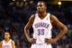 BOSTON, MA - NOVEMBER 23: Kevin Durant #35 of the Oklahoma City Thunder plays against the Boston Celtics during the game on November 23, 2012 at TD Garden in Boston, Massachusetts. NOTE TO USER: User expressly acknowledges and agrees that, by downloading and or using this photograph, User is consenting to the terms and conditions of the Getty Images License Agreement. (Photo by Jared Wickerham/Getty Images)