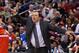 PHILADELPHIA, PA - MAY 06: Head coach Tom Thibodeau of the Chicago Bulls reacts during the game against the Philadelphia 76ers in Game Four of the Eastern Conference Quarterfinals in the 2012 NBA Playoffs at the Wells Fargo Center on May 6, 2012 in Philadelphia, Pennsylvania. The 76ers won 89-82 to go up 3-1 in the series. NOTE TO USER: User expressly acknowledges and agrees that, by downloading and or using this photograph, User is consenting to the terms and conditions of the Getty Images License Agreement. (Photo by Drew Hallowell/Getty Images)