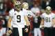 ATLANTA, GA - NOVEMBER 29: Drew Brees #9 of the New Orleans Saints walks off the field after throwing an interception against the Atlanta Falcons at Georgia Dome on November 29, 2012 in Atlanta, Georgia. (Photo by Kevin C. Cox/Getty Images)