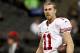 November 25, 2012; New Orleans, LA, USA; San Francisco 49ers quarterback Alex Smith (11) during warm ups prior to kickoff of a game against the New Orleans Saints at the Mercedes-Benz Superdome. Mandatory Credit: Derick E. Hingle-US PRESSWIRE