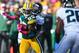 GREEN BAY, WI - OCTOBER 28: Mike Harris #20 of the Jacksonville Jaguars tackles James Jones #89 of the Green Bay Packers at Lambeau Field on October 28, 2012 in Green Bay, Wisconsin. (Photo by Dilip Vishwanat/Getty Images)