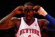 NEW YORK, NY - MAY 06: Amare Stoudemire #1 of the New York Knicks adjusts his glasses as he gets set to play against the Miami Heat in Game Four of the Eastern Conference Quarterfinals in the 2012 NBA Playoffs on May 6, 2012 at Madison Square Garden in New York City. NOTE TO USER: User expressly acknowledges and agrees that, by downloading and or using this photograph, User is consenting to the terms and conditions of the Getty Images License Agreement (Photo by Jeff Zelevansky/Getty Images)