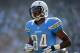 SAN DIEGO, CA - NOVEMBER 25: Danario Alexander #84 of the San Diego Chargers comes to the line during a 16-13 win over the Baltimore Ravens at Qualcomm Stadium on November 25, 2012 in San Diego, California. (Photo by Harry How/Getty Images)