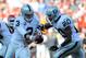 October 28, 2012; Kansas City, MO, USA; Oakland Raiders quarterback Carson Palmer (3) hands off to running back Darren McFadden (20) in the first half of the game against the Kansas City Chiefs at Arrowhead Stadium. The Raiders won 26-16. Mandatory Credit: Denny Medley-US PRESSWIRE