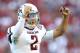 TUSCALOOSA, AL - NOVEMBER 10: Quarterback Johnny Manziel #2 of the Texas A&M Aggies celebrates after a touchdown during the game against the Alabama Crimson Tide at Bryant-Denny Stadium on November 10, 2012 in Tuscaloosa, Alabama. (Photo by Mike Zarrilli/Getty Images)