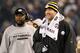 BALTIMORE, MD - DECEMBER 02: Head coach Mike Tomlin of the Pittsburgh Steelers and Ben Roethlisberger #7 look on from the sidelines after the Steelers scored on the Baltimore Ravens during the third quarter of their 23-20 win at M&T Bank Stadium on December 2, 2012 in Baltimore, Maryland. (Photo by Rob Carr/Getty Images)