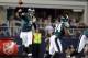 Dec 2, 2012; Arlington, TX, USA; Philadelphia Eagles quarterback Nick Foles (9) throws a pass to running back Bryce Brown (34) against the Dallas Cowboys during the game at Cowboys Stadium. Mandatory Credit: Tim Heitman-USA TODAY Sports